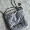Replica Chanel Mini 22 Handbag Shiny Calfskin & Gold Black Metal AS3980 White