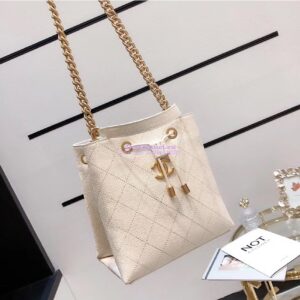 Replica Chanel Grained Calfskin Drawstring Bag AS0310 White