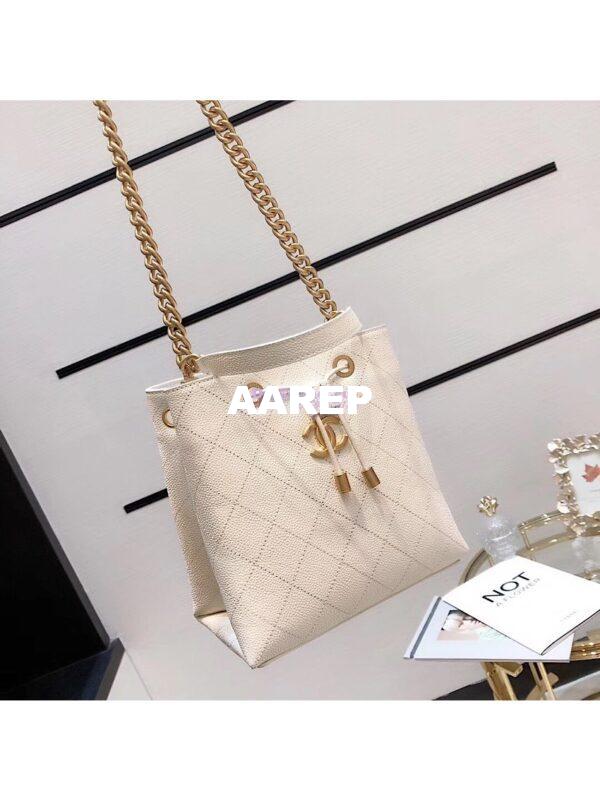 Replica Chanel Grained Calfskin Drawstring Bag AS0310 White 3