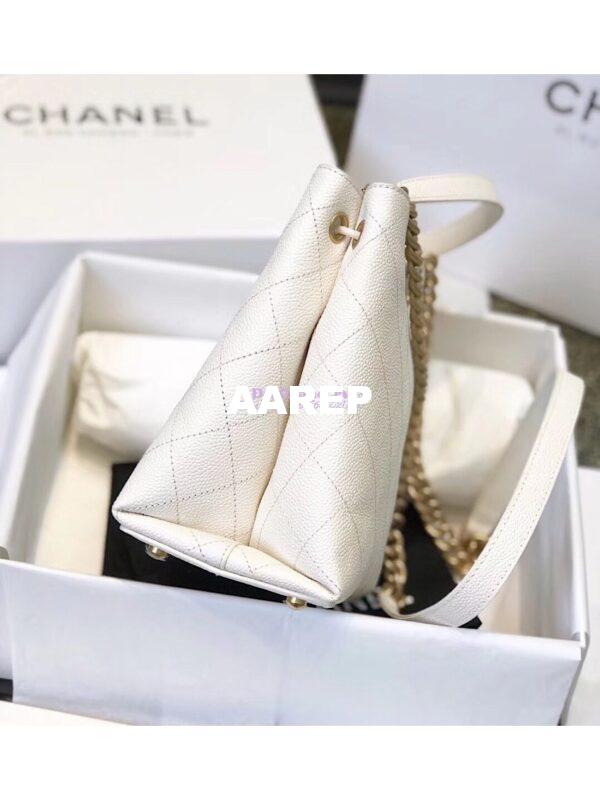 Replica Chanel Grained Calfskin Drawstring Bag AS0310 White 6
