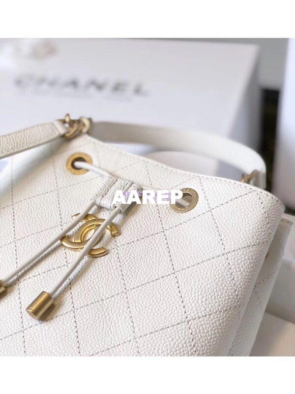 Replica Chanel Grained Calfskin Drawstring Bag AS0310 White 8