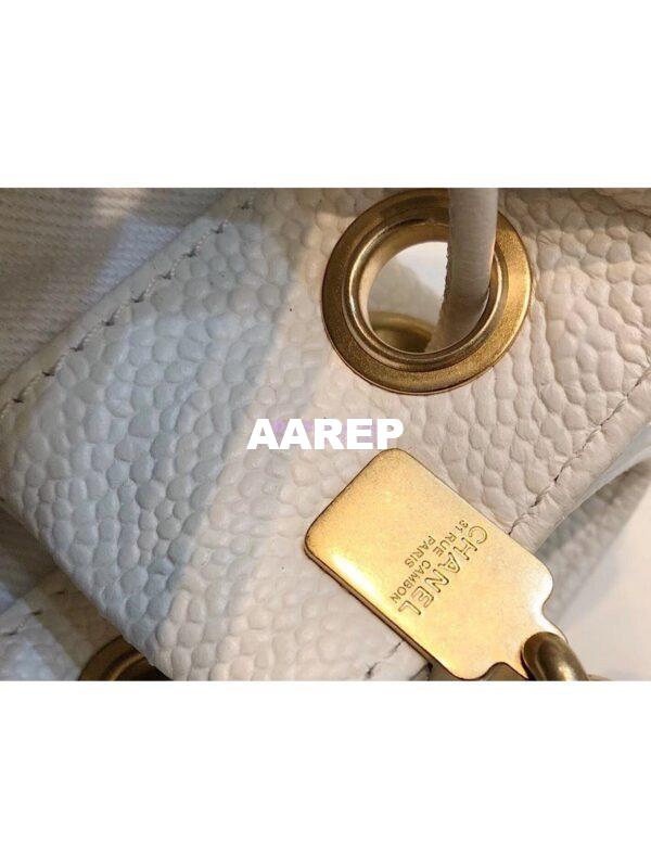 Replica Chanel Grained Calfskin Drawstring Bag AS0310 White 10