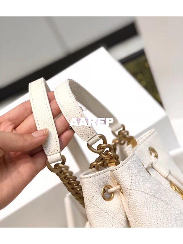 Replica Chanel Grained Calfskin Drawstring Bag AS0310 White 12