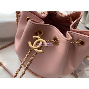 Replica Chanel Grained Calfskin Drawstring Bag AS0373 Pink 2