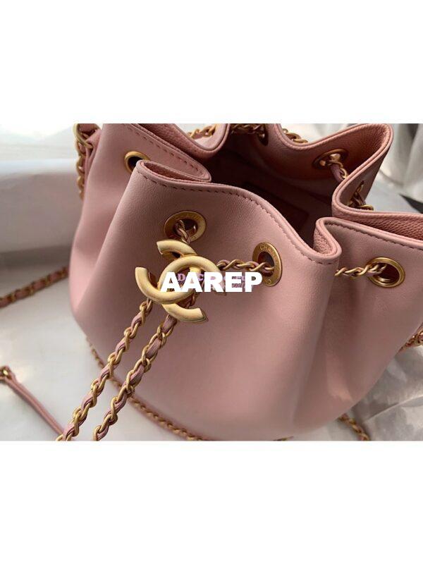 Replica Chanel Grained Calfskin Drawstring Bag AS0373 Pink 4