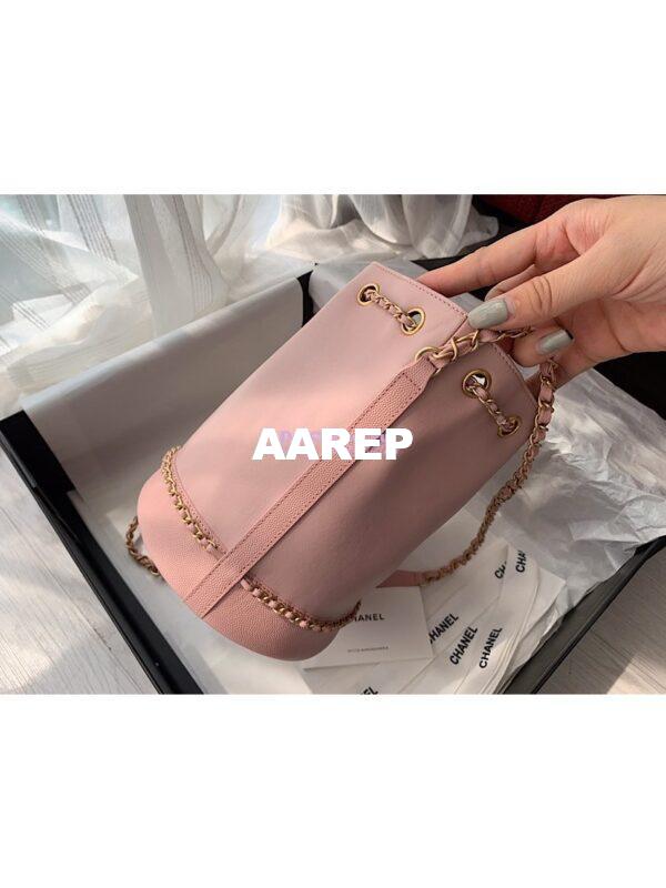 Replica Chanel Grained Calfskin Drawstring Bag AS0373 Pink 6