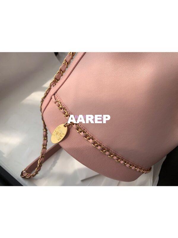 Replica Chanel Grained Calfskin Drawstring Bag AS0373 Pink 7