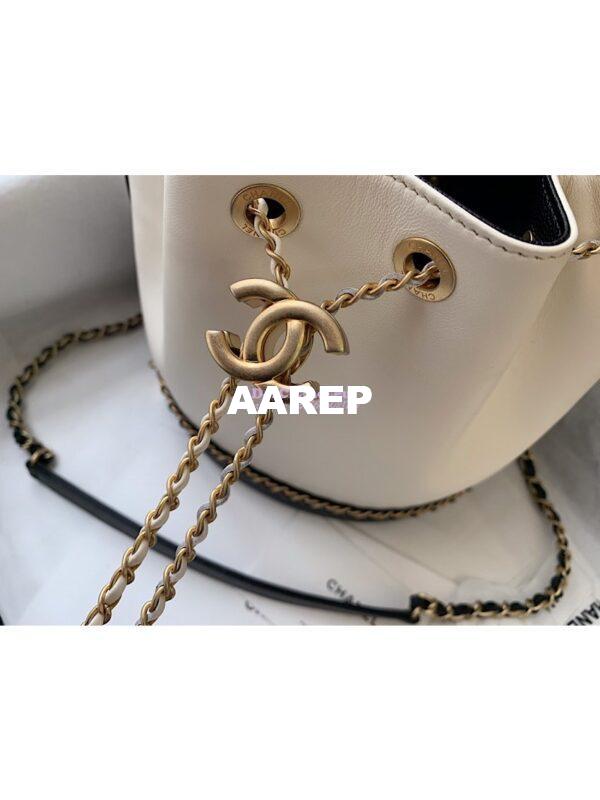 Replica Chanel Grained Calfskin Drawstring Bag AS0373 White 4