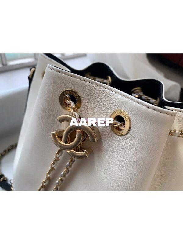 Replica Chanel Grained Calfskin Drawstring Bag AS0373 White 5