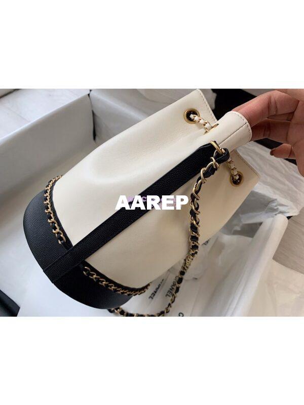 Replica Chanel Grained Calfskin Drawstring Bag AS0373 White 6