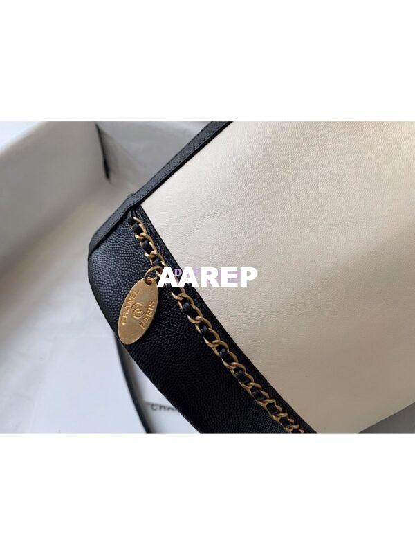 Replica Chanel Grained Calfskin Drawstring Bag AS0373 White 7