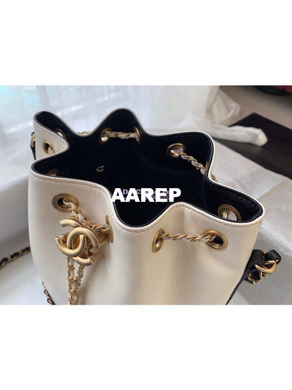 Replica Chanel Grained Calfskin Drawstring Bag AS0373 White 8