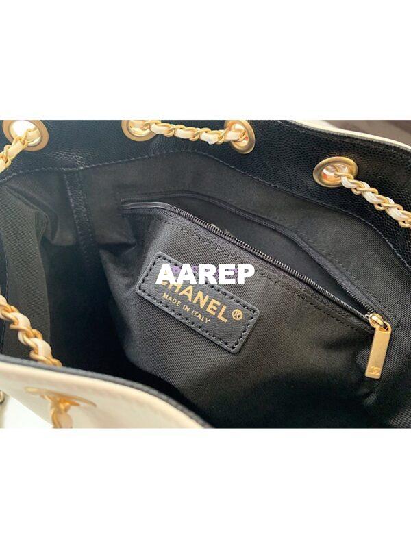 Replica Chanel Grained Calfskin Drawstring Bag AS0373 White 10