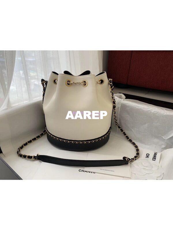 Replica Chanel Grained Calfskin Drawstring Bag AS0373 White 11