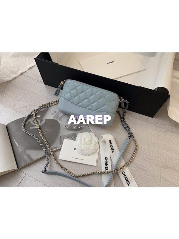 Replica Chanel Gabrielle Clutch With Chain A94505 Sky Blue 3