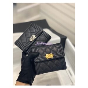 Replica Chanel Small Tri-Fold Wallet in Caviar A80734 Black