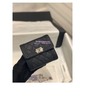 Replica Chanel Small Tri-Fold Wallet in Caviar A80734 Black 2