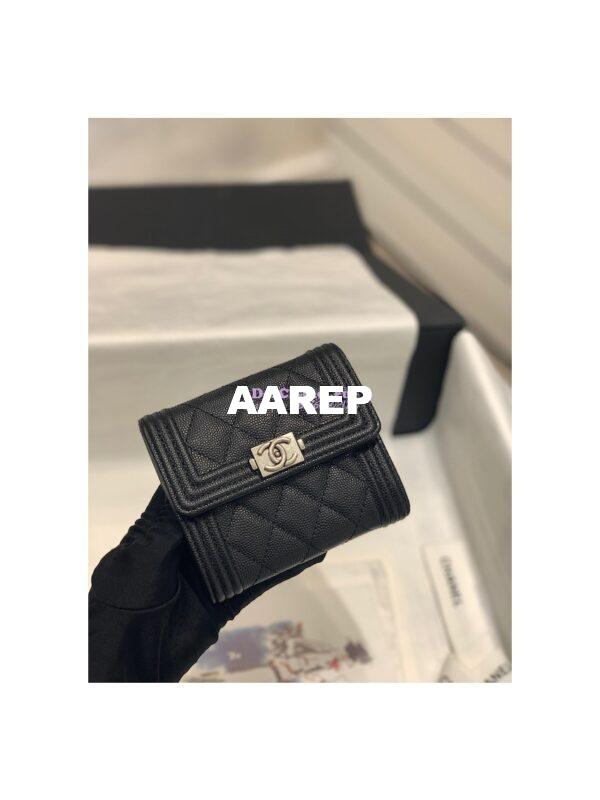 Replica Chanel Small Tri-Fold Wallet in Caviar A80734 Black 2