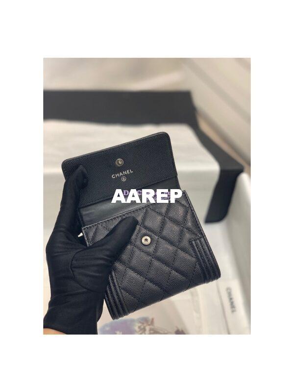 Replica Chanel Small Tri-Fold Wallet in Caviar A80734 Black 6