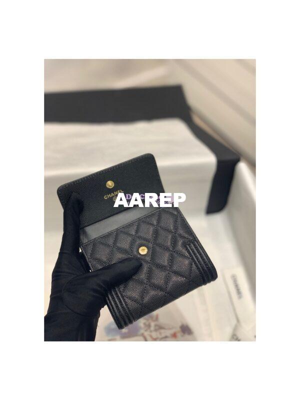 Replica Chanel Small Tri-Fold Wallet in Caviar A80734 Black 12