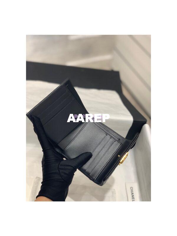 Replica Chanel Small Tri-Fold Wallet in Caviar A80734 Black 13