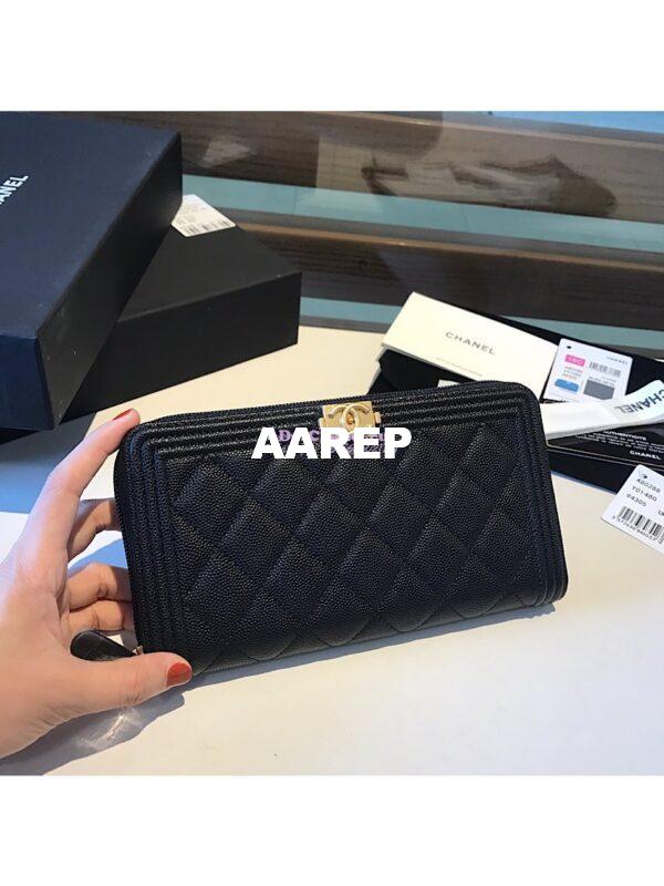Replica Chanel Boy Long Zipped Wallet Caviar A80288 6