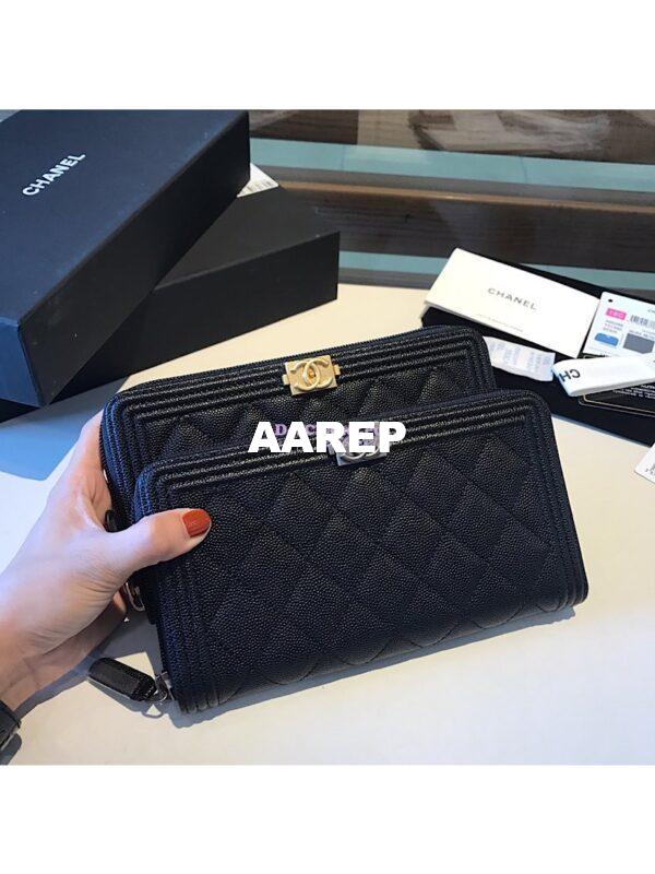 Replica Chanel Boy Long Zipped Wallet Caviar A80288 13