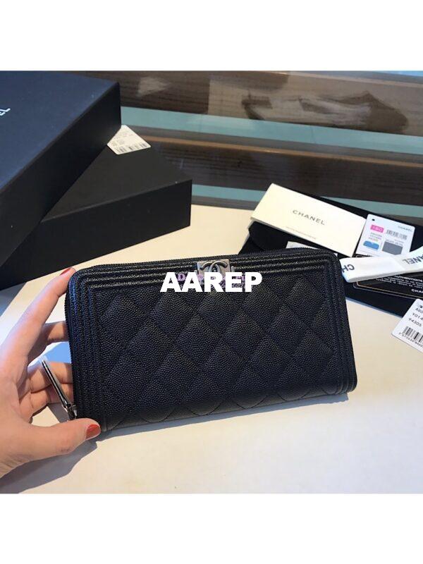 Replica Chanel Boy Long Zipped Wallet Caviar A80288 14