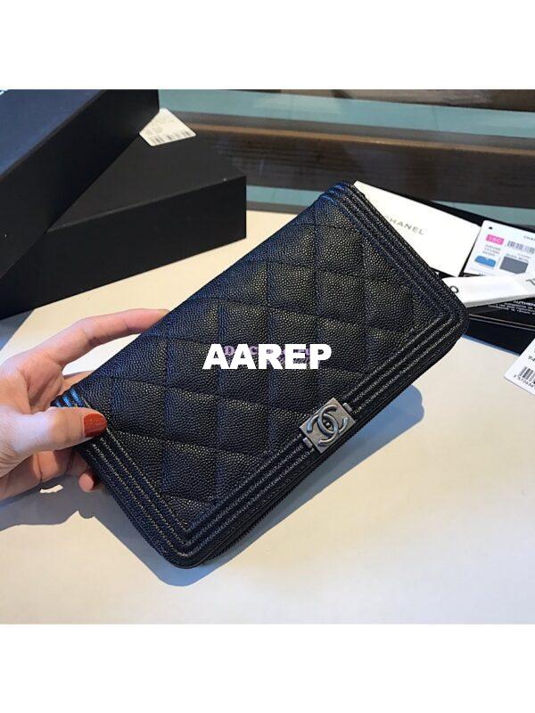 Replica Chanel Boy Long Zipped Wallet Caviar A80288 15
