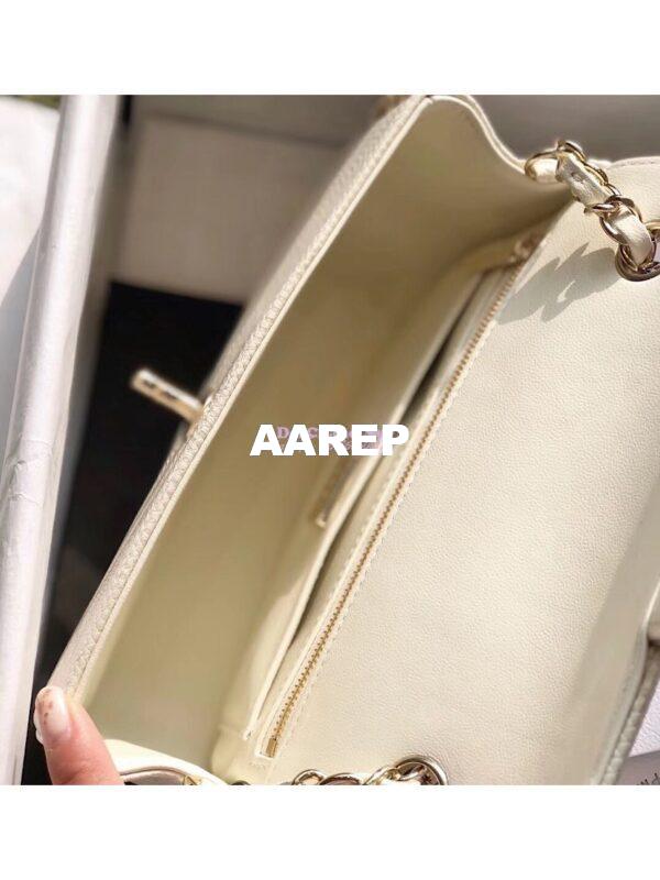 Replica Chanel Lizard Leather Small 20cm Classic Flap Bag White 6