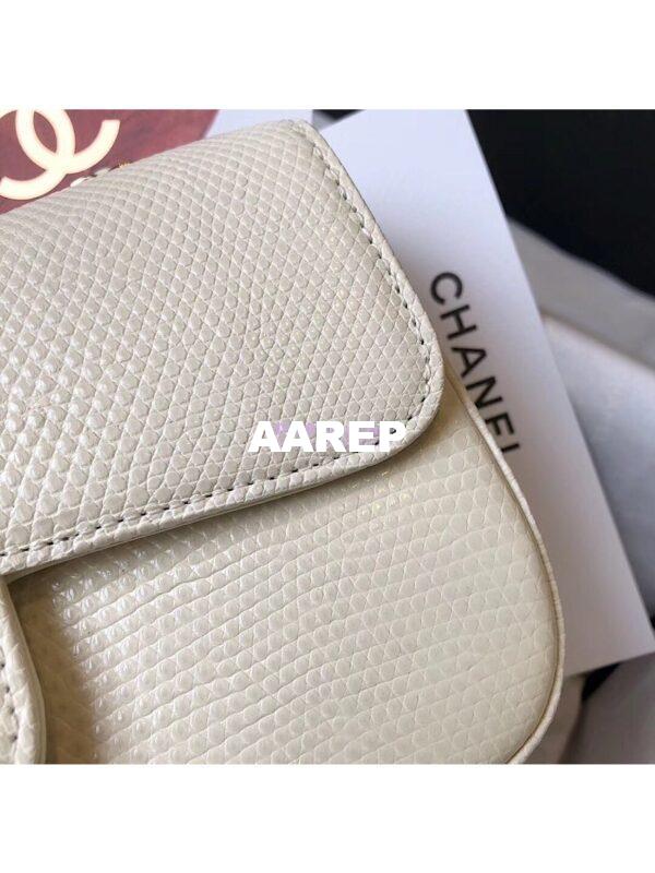 Replica Chanel Lizard Leather Small 20cm Classic Flap Bag White 10