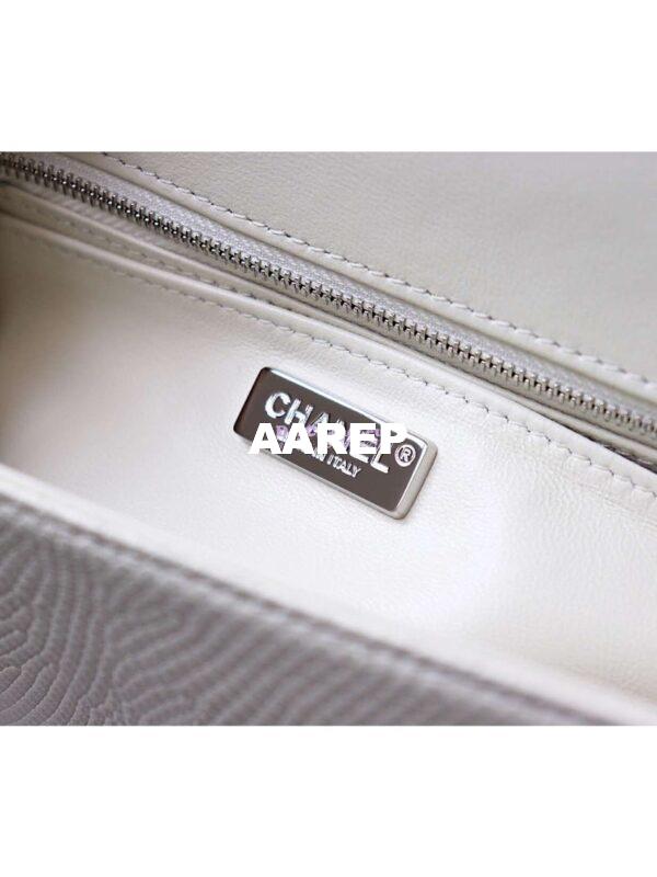 Replica Chanel Lizard Leather Small 20cm Classic Flap Bag White 14