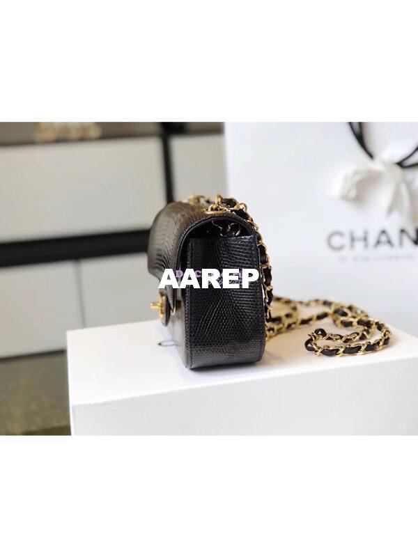 Replica Chanel Lizard Leather Small 20cm Classic Flap Bag Black 6