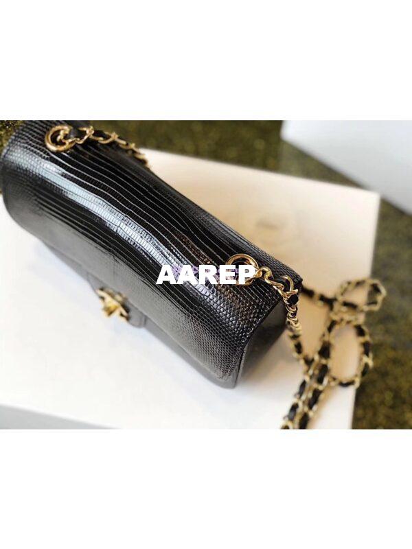 Replica Chanel Lizard Leather Small 20cm Classic Flap Bag Black 7