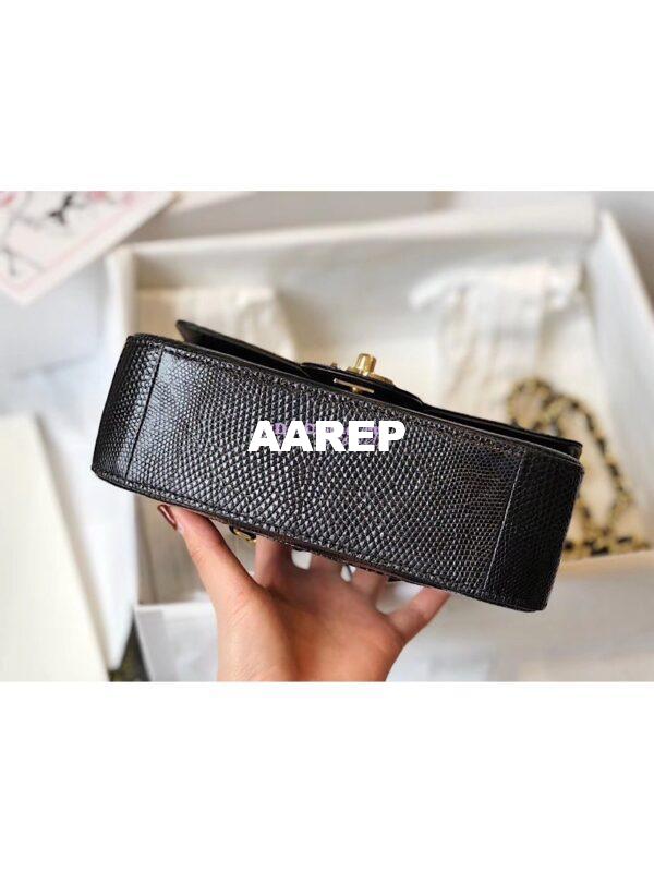 Replica Chanel Lizard Leather Small 20cm Classic Flap Bag Black 9