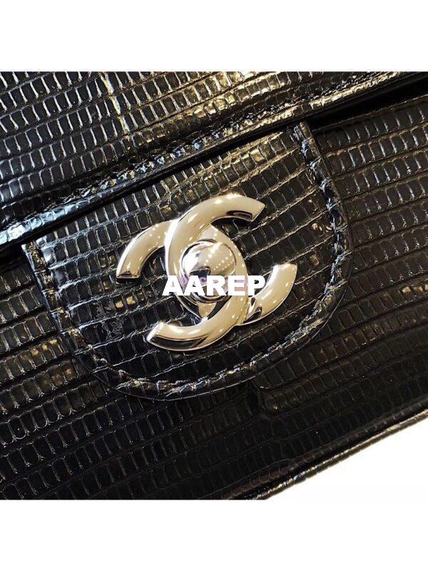 Replica Chanel Lizard Leather Small 20cm Classic Flap Bag Black 13