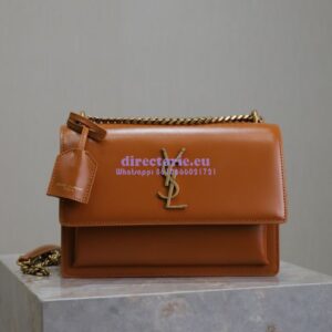 Replica YSL Saint Laurent Medium Sunset Monogram in Smooth Leather 442906 Brown