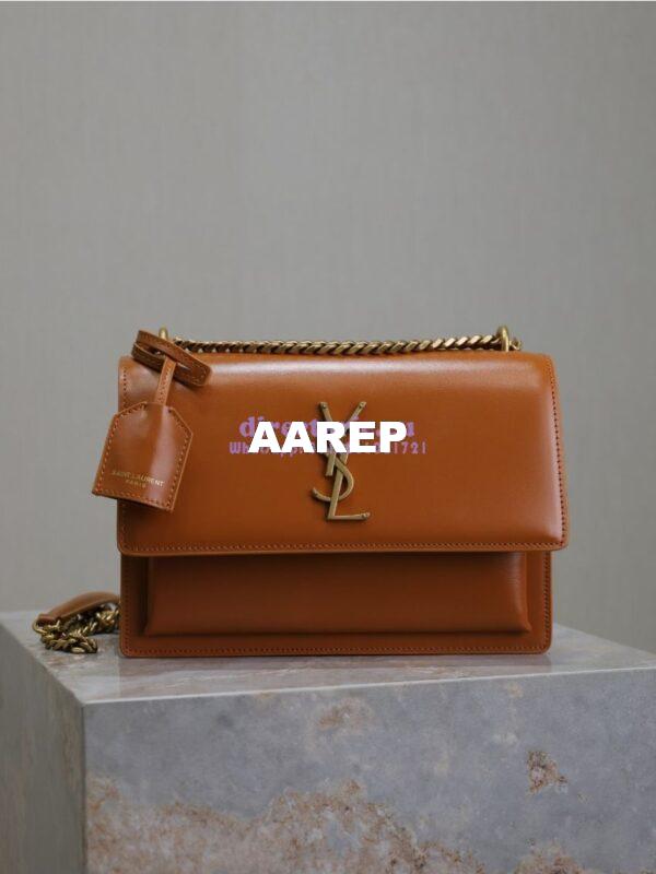 Replica YSL Saint Laurent Medium Sunset Monogram in Smooth Leather 442906 Brown