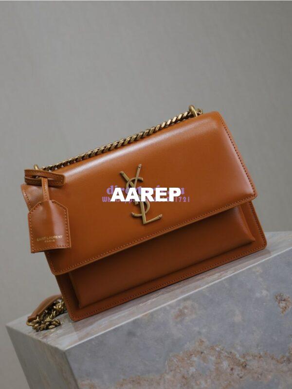 Replica YSL Saint Laurent Medium Sunset Monogram in Smooth Leather 442906 Brown 2
