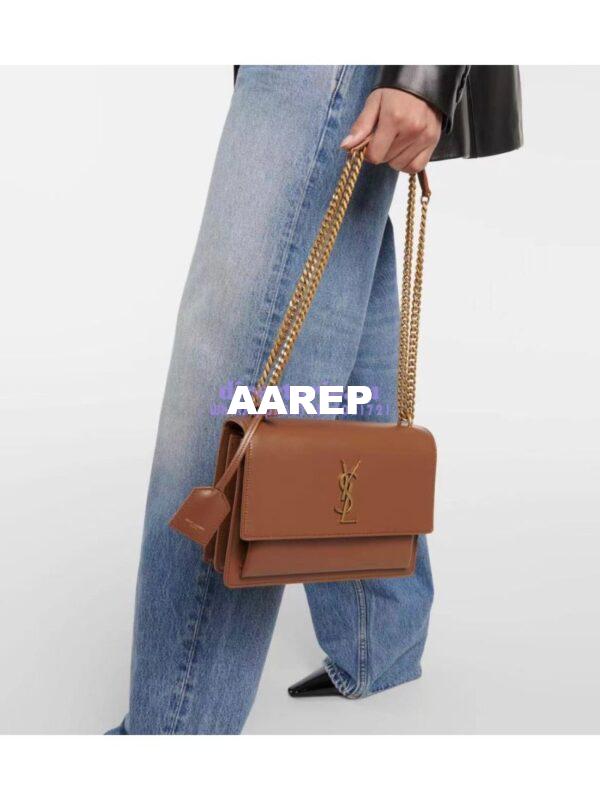 Replica YSL Saint Laurent Medium Sunset Monogram in Smooth Leather 442906 Brown 15