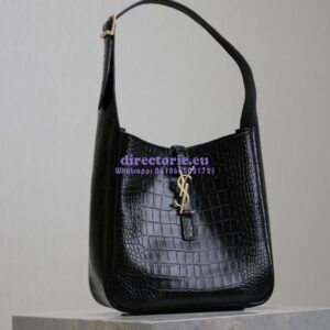 Replica YSL Saint Laurent Le 5 À 7 Supple Small In Crocodile-embossed Shiny Leather 713938 Black