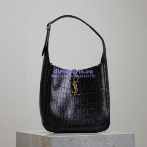 Replica YSL Saint Laurent Le 5 À 7 Supple Small In Crocodile-embossed Shiny Leather 713938 Black 2