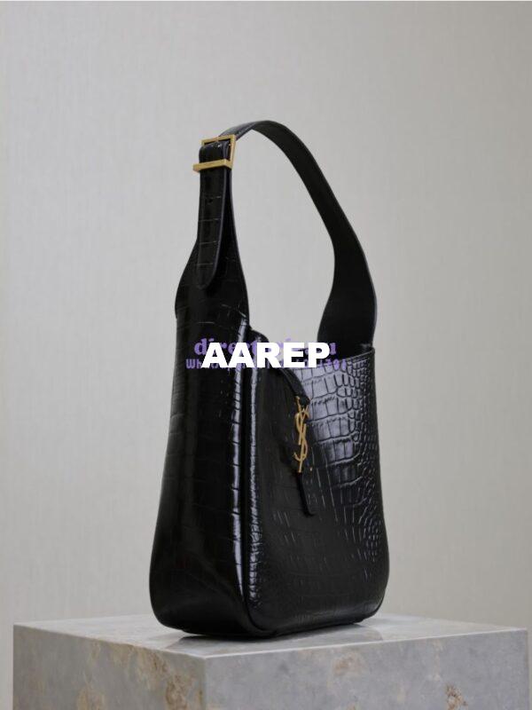 Replica YSL Saint Laurent Le 5 À 7 Supple Small In Crocodile-embossed Shiny Leather 713938 Black 4