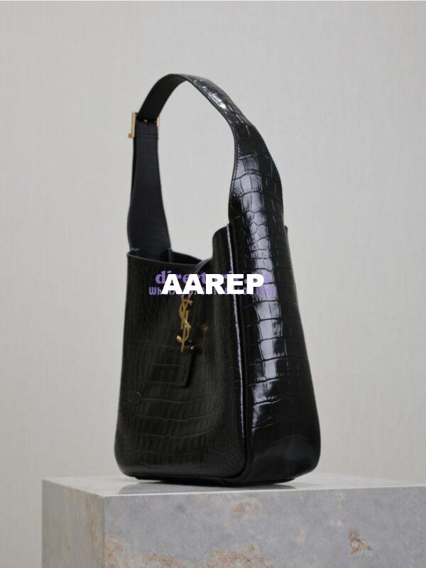 Replica YSL Saint Laurent Le 5 À 7 Supple Small In Crocodile-embossed Shiny Leather 713938 Black 5