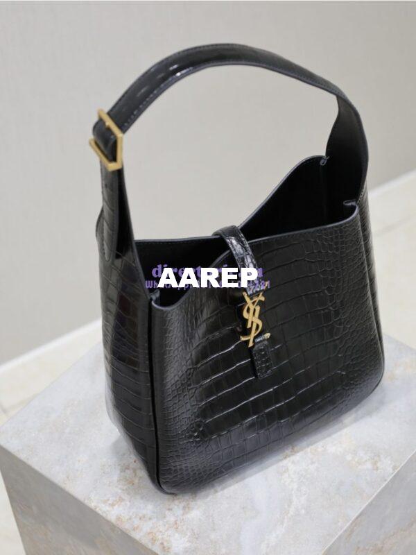 Replica YSL Saint Laurent Le 5 À 7 Supple Small In Crocodile-embossed Shiny Leather 713938 Black 6