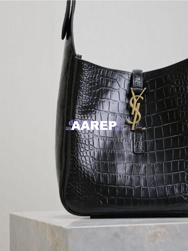 Replica YSL Saint Laurent Le 5 À 7 Supple Small In Crocodile-embossed Shiny Leather 713938 Black 7