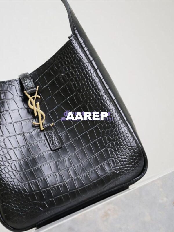 Replica YSL Saint Laurent Le 5 À 7 Supple Small In Crocodile-embossed Shiny Leather 713938 Black 8