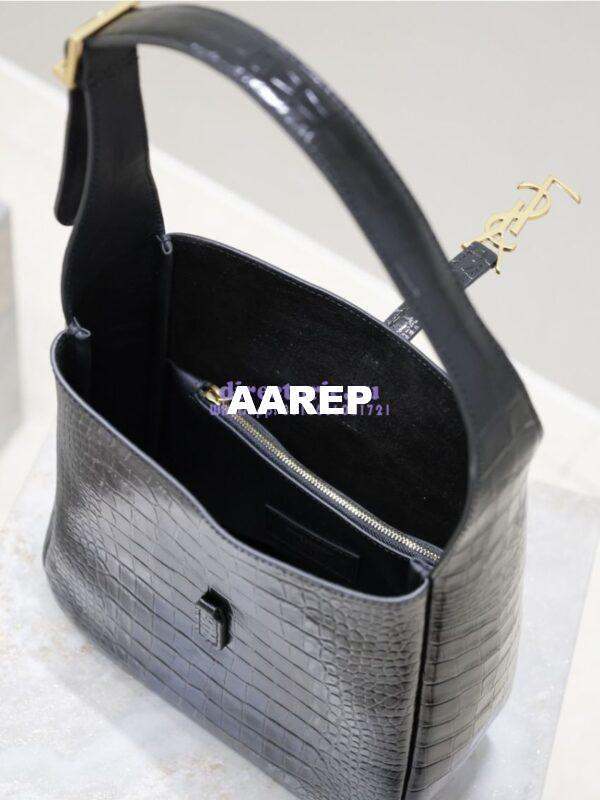 Replica YSL Saint Laurent Le 5 À 7 Supple Small In Crocodile-embossed Shiny Leather 713938 Black 11