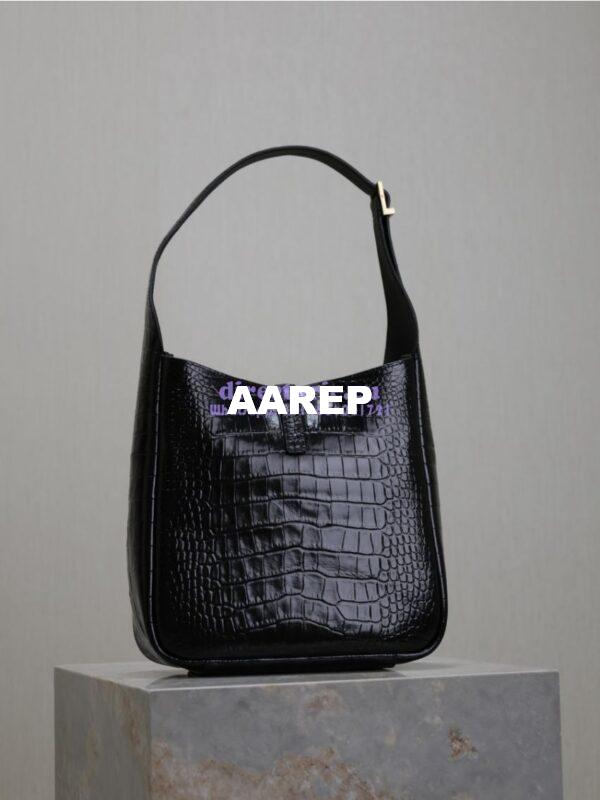 Replica YSL Saint Laurent Le 5 À 7 Supple Small In Crocodile-embossed Shiny Leather 713938 Black 14