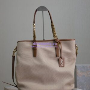 Replica YSL Saint Laurent In Canvas And Vegetable-tanned Leather North-South 781302 Desert Dust And Brick